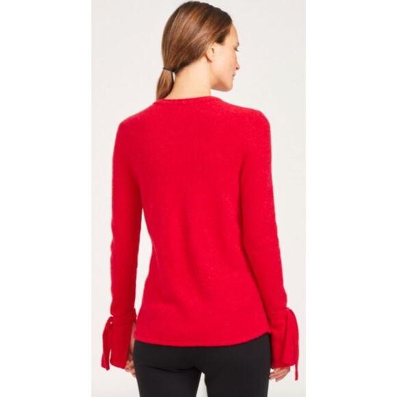 J. McLaughlin sz small red alpaca wool blend red bell sleeve tie soft sweater - Picture 1 of 6